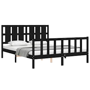 Rám postele s čelem černý King Size masivní dřevo - obrázek 4