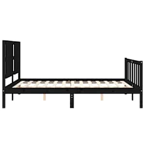 Rám postele s čelem černý King Size masivní dřevo - obrázek 7