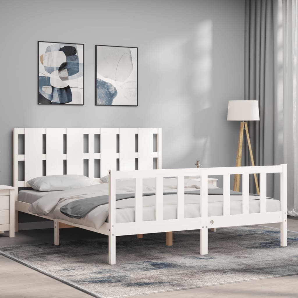 vidaXL Bedframe zonder matras massief grenenhout wit 160x200 cm afbeelding