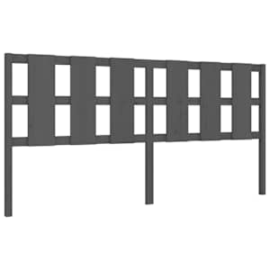 Rám postele s čelem šedý 200 x 200 cm masivní dřevo - obrázek 8