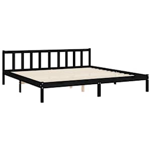 Rám postele s čelem černý 200 x 200 cm masivní dřevo - obrázek 9