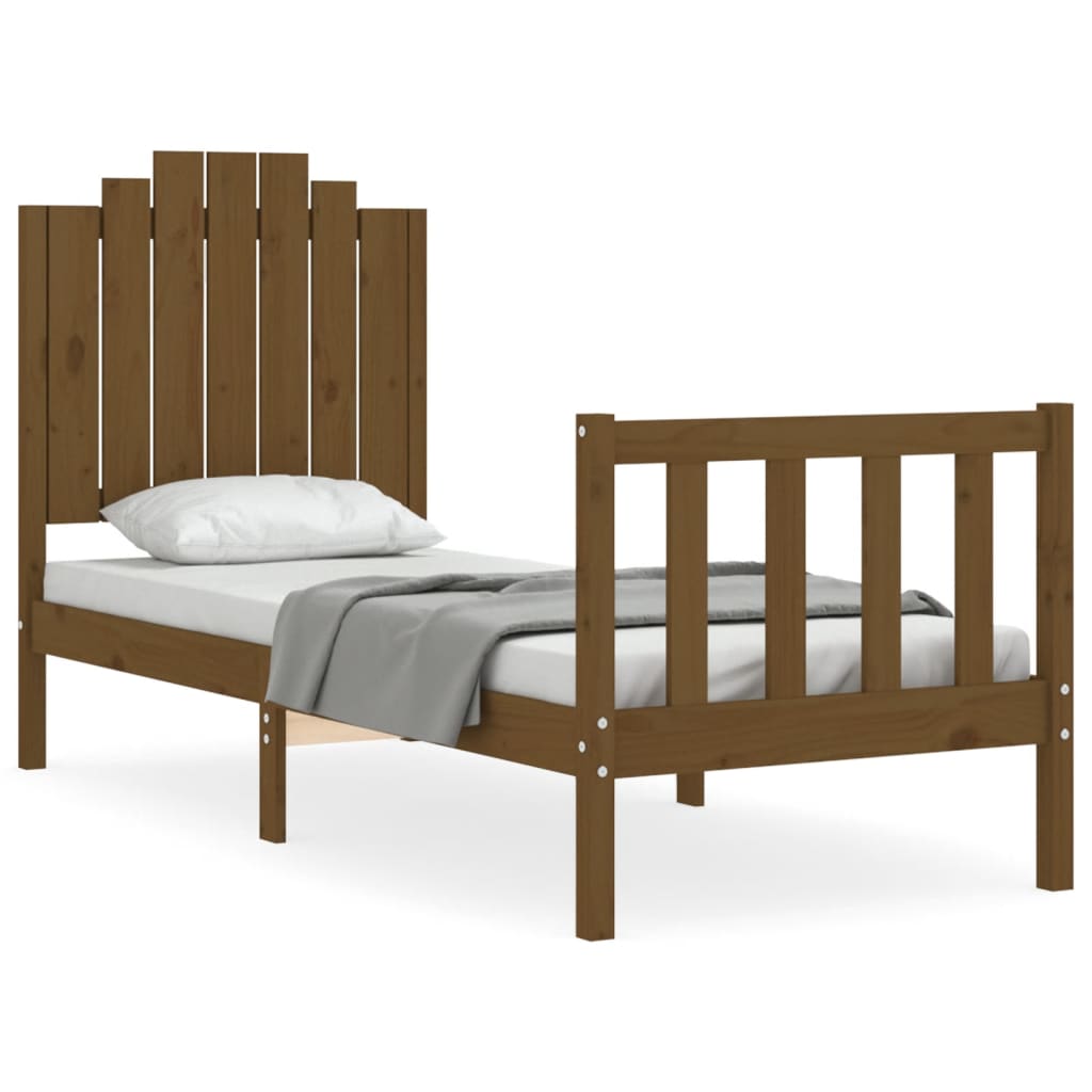 Легло с табла меденокафяво 2FT6 см Small Single дърво масив