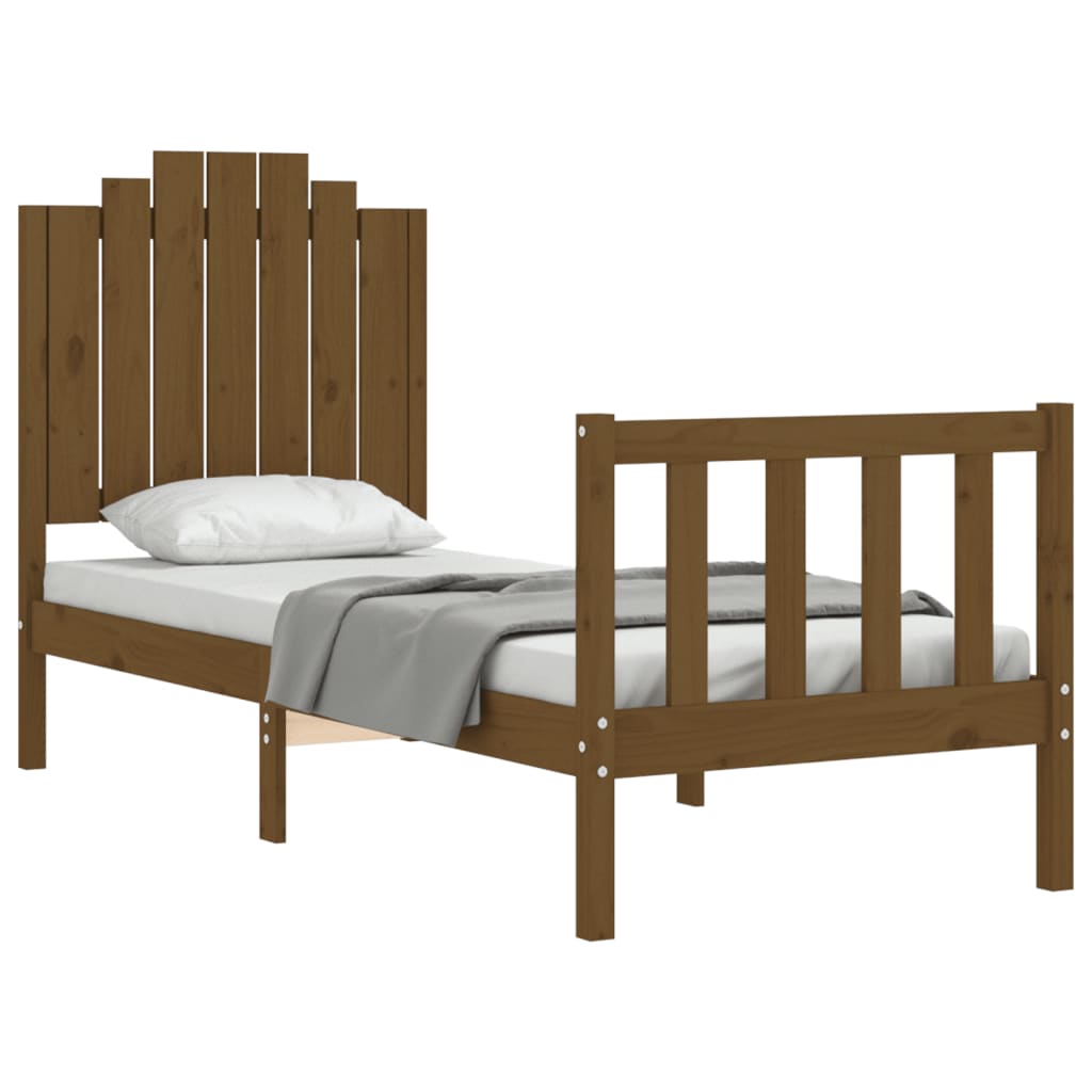 Легло с табла меденокафяво 2FT6 см Small Single дърво масив