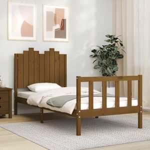 vidaXL Sengeramme med hodegavl honningbrun 90x200 cm heltre