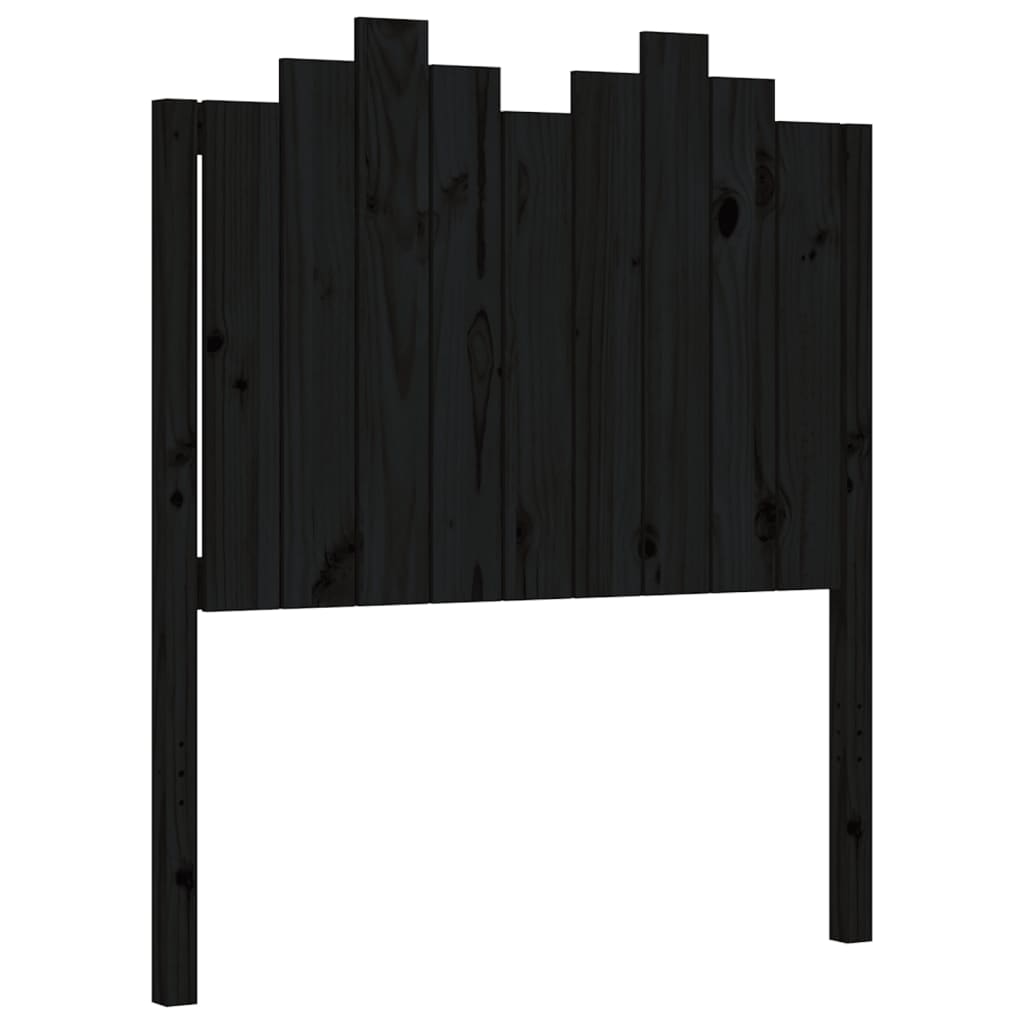 fekete tömör fa ágykeret fejtámlával 90 x 200 cm