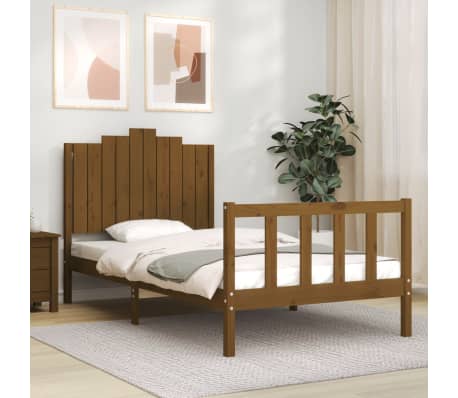 vidaXL Sengeramme med hodegavl honningbrun 100x200 cm heltre