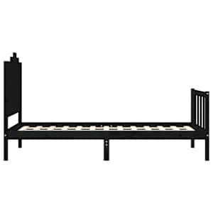 Rám postele s čelem černý 100 x 200 cm masivní dřevo - obrázek 7