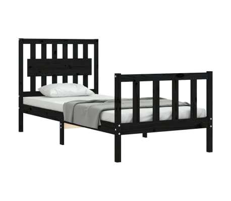vidaXL Bed Frame without Mattress Black 90x200 cm Solid Wood Pine