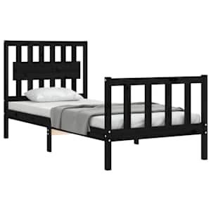 vidaXL Bed Frame without Mattress Black 90x200 cm Solid Wood Pine