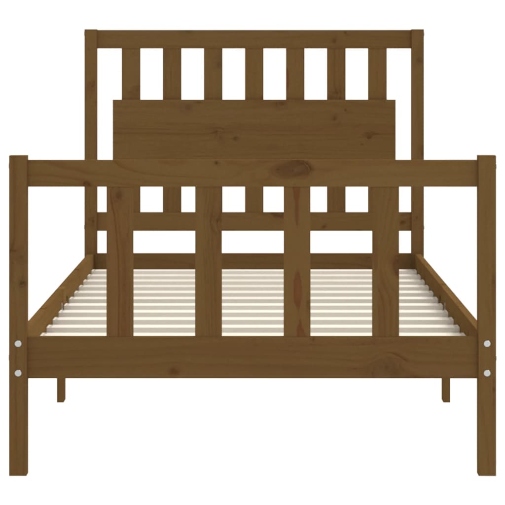 mézbarna tömör fa ágykeret fejtámlával 100 x 200 cm