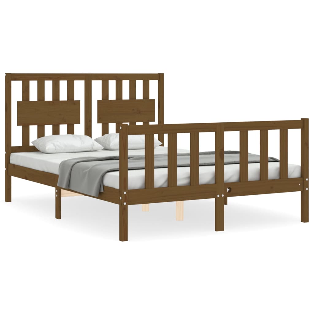 vidaXL Bedframe met hoofdbord massief hout honingbruin 120x200 cm