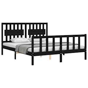 Rám postele s čelem černý King Size masivní dřevo - obrázek 4
