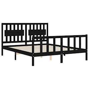 Rám postele s čelem černý King Size masivní dřevo - obrázek 5