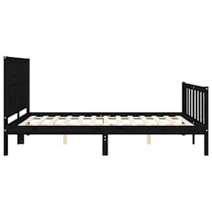 Rám postele s čelem černý King Size masivní dřevo - obrázek 7