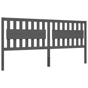 Rám postele s čelem šedý 200 x 200 cm masivní dřevo - obrázek 8