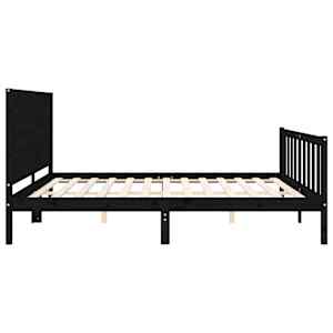 Rám postele s čelem černý 200 x 200 cm masivní dřevo - obrázek 7