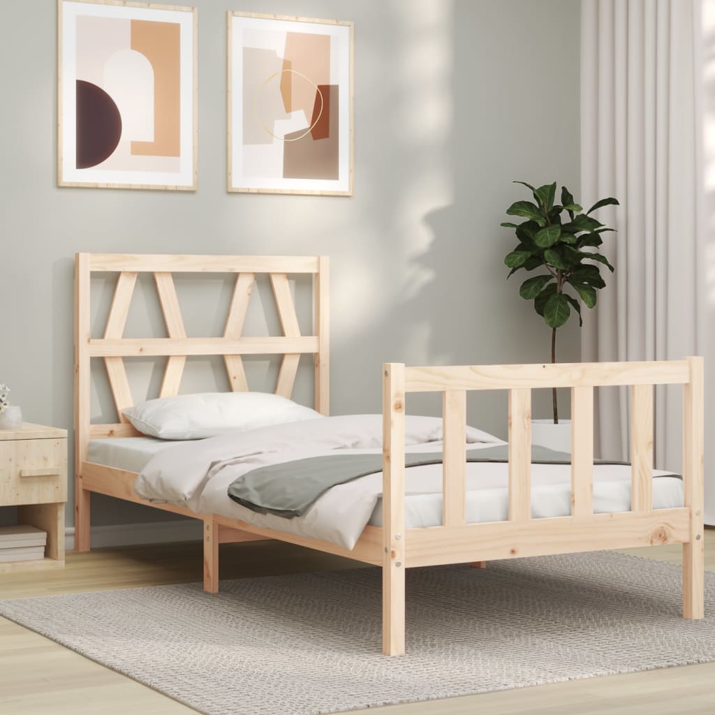 vidaXL Bedframe met hoofdbord massief hout afbeelding