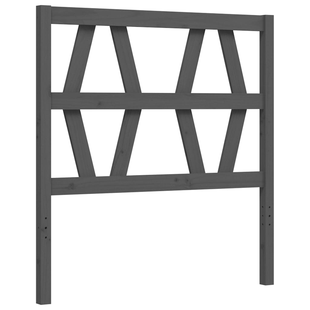 szürke tömör fa ágykeret fejtámlával Small Single