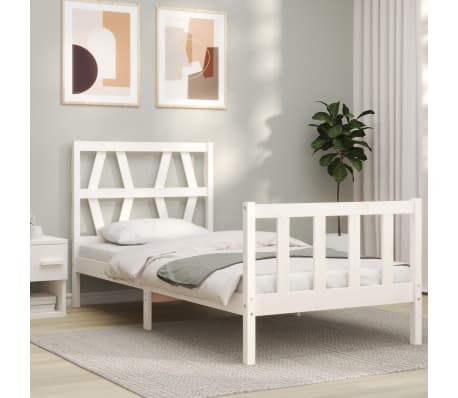 vidaXL Cadre de lit sans matelas blanc bois de pin massif