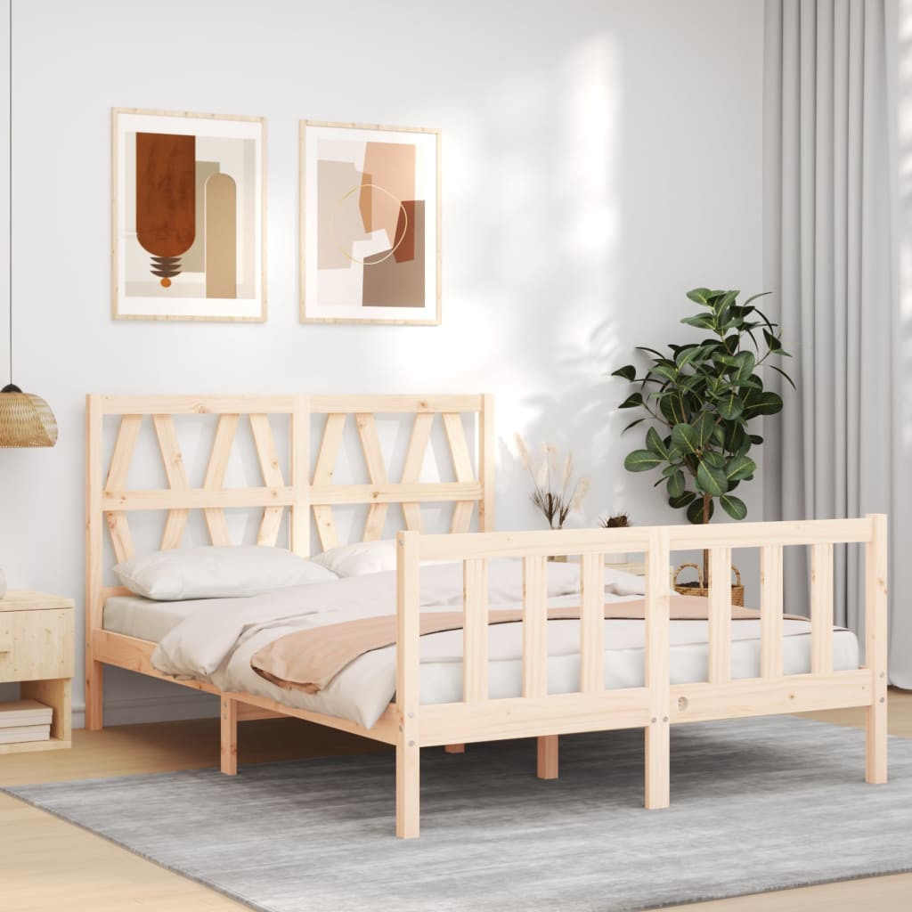 vidaXL Cadru de pat cu tăblie, 120x200 cm, lemn masiv 