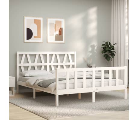 vidaXL Sengeramme uten madrass hvit 160x200 cm heltre furu