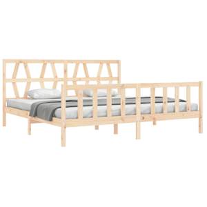 vidaXL Estructura de cama de matrimonio con cabecero madera maciza