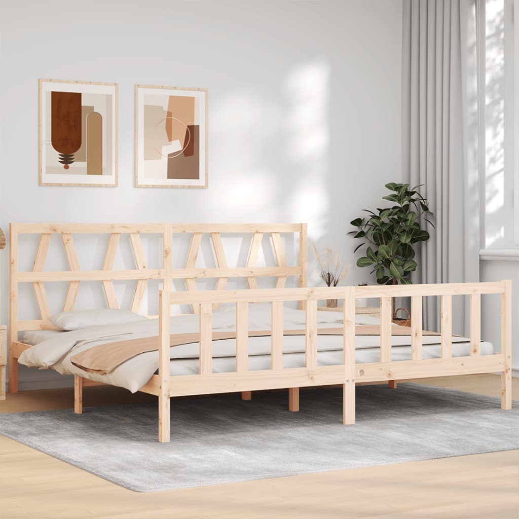 vidaXL Cadre de lit avec tête de lit 200x200 cm bois massif