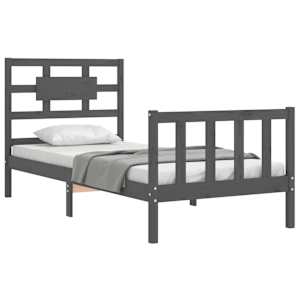 vidaXL Bed Frame without Mattress Grey Single Solid Wood Pine