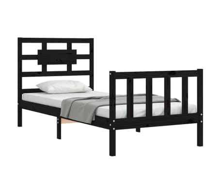 vidaXL Bed Frame without Mattress Black Single Solid Wood Pine