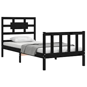 vidaXL Bed Frame without Mattress Black Single Solid Wood Pine