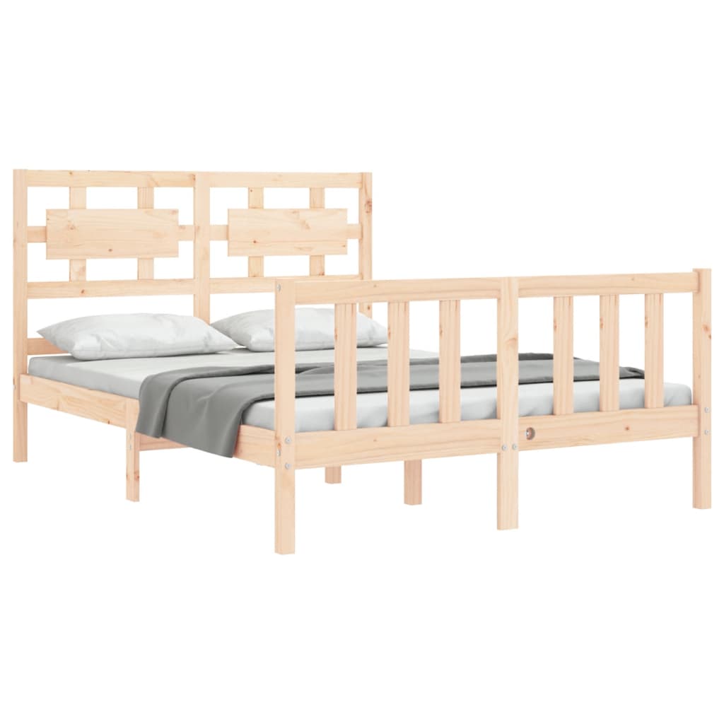 vidaXL Bedframe met hoofdbord massief hout afbeelding