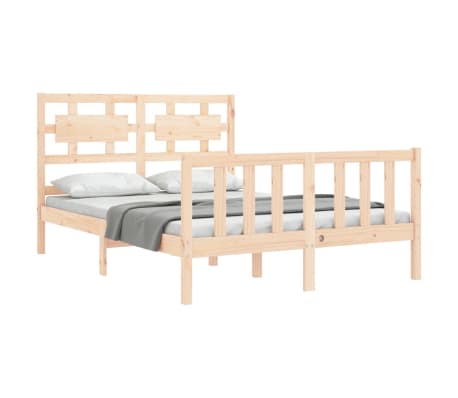 vidaXL Posteľný rám s čelom dvojlôžko masívne drevo