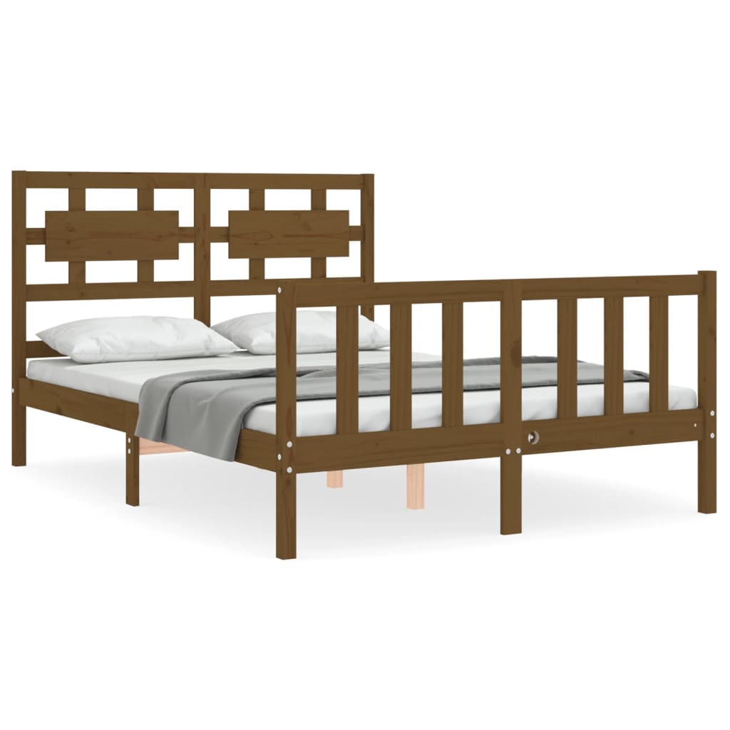 vidaXL Bedframe met hoofdbord massief hout honingbruin 120x200 cm