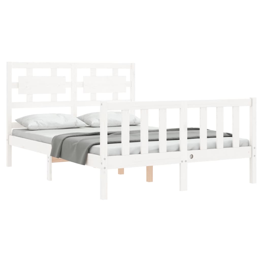 vidaXL Bedframe zonder matras massief grenenhout wit 140x200 cm afbeelding