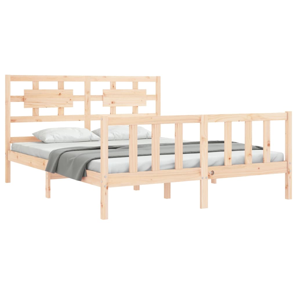 vidaXL Bedframe met hoofdbord massief hout afbeelding