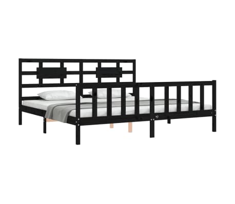 vidaXL Bed Frame without Mattress Black Super King Size Solid Wood Pine