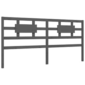 Rám postele s čelem šedý 200 x 200 cm masivní dřevo - obrázek 8