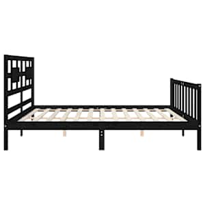 Rám postele s čelem černý 200 x 200 cm masivní dřevo - obrázek 7