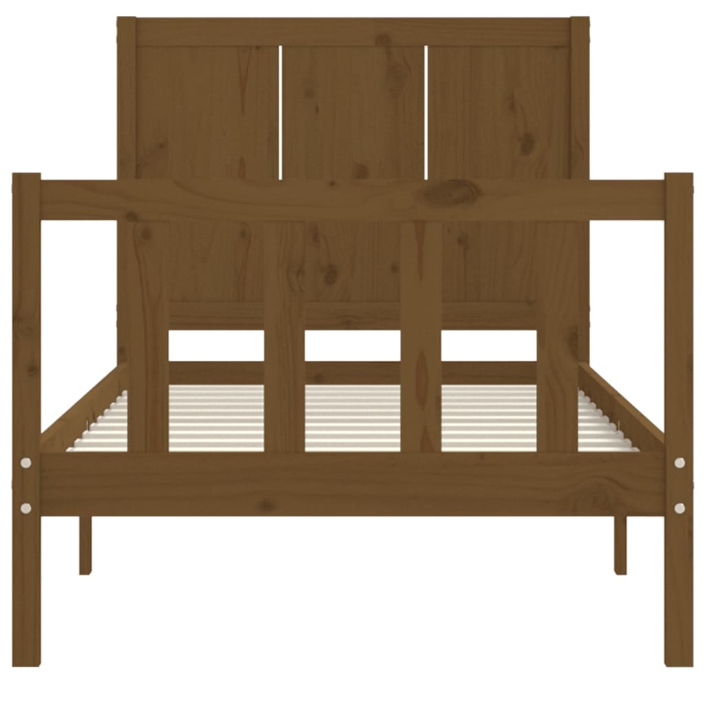 mézbarna tömör fa ágykeret fejtámlával (Single)