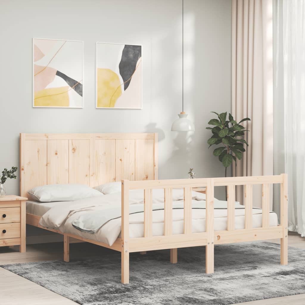 vidaXL Bedframe met hoofdbord massief hout afbeelding