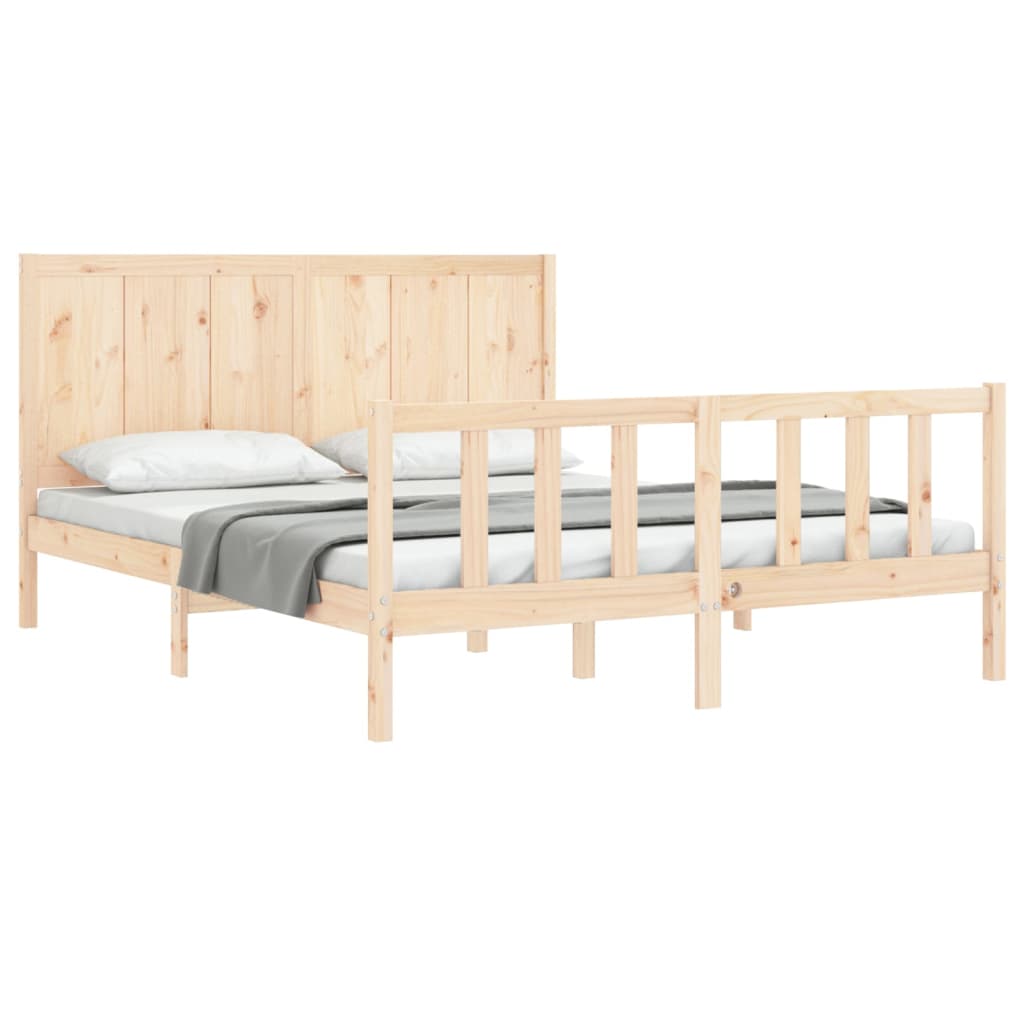 vidaXL Bedframe met hoofdbord massief hout afbeelding