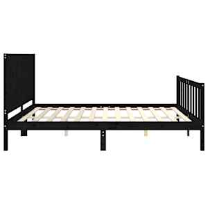 Rám postele s čelem černý 200 x 200 cm masivní dřevo - obrázek 7