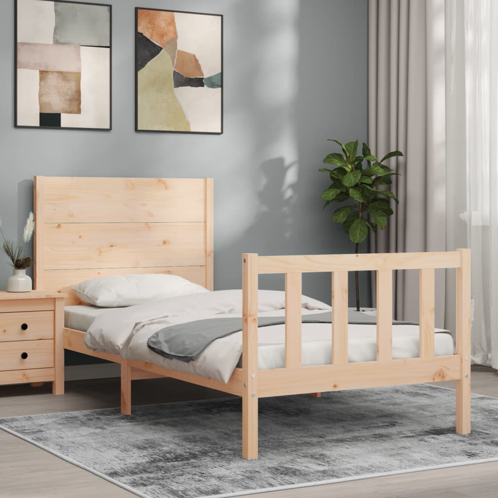 vidaXL Bed Frame with Headboard Single Solid Wood