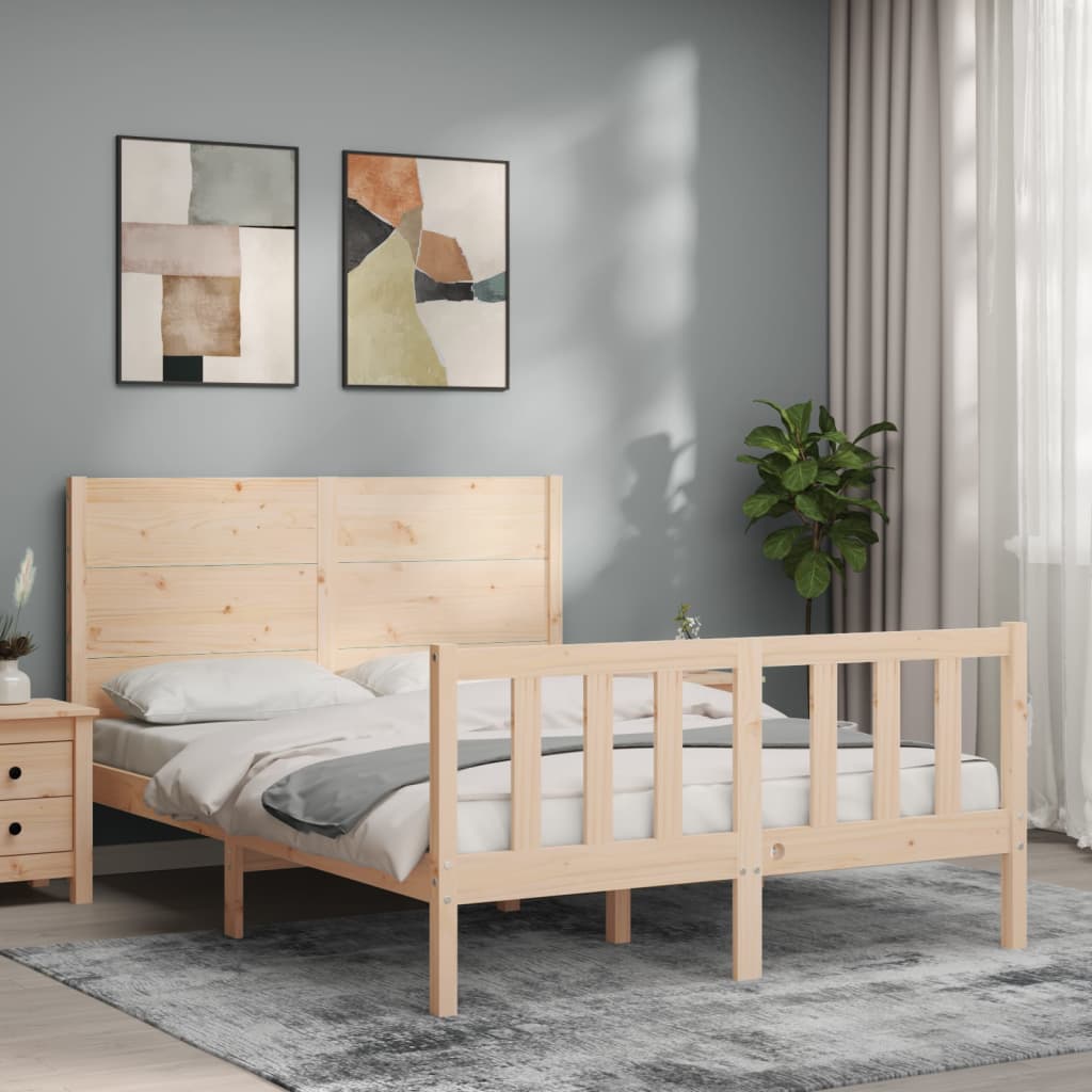 vidaXL Bedframe met hoofdbord massief hout 120x200 cm