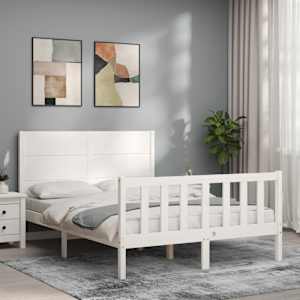 vidaXL Massivholzbett ohne Matratze Wei&szlig; 140x200 cm Kiefernholz