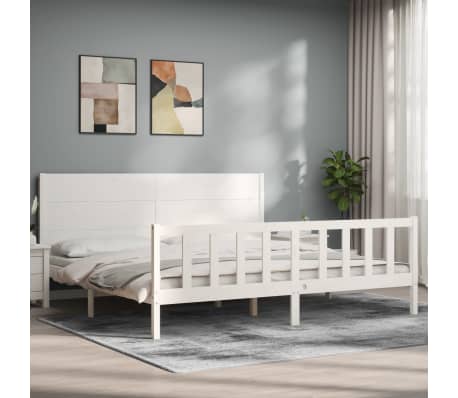 vidaXL Cadre de lit sans matelas blanc 200x200 cm bois massif de pin