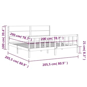 Postel bez matrace bílá 200 x 200 cm masivní borovice - obrázek 12