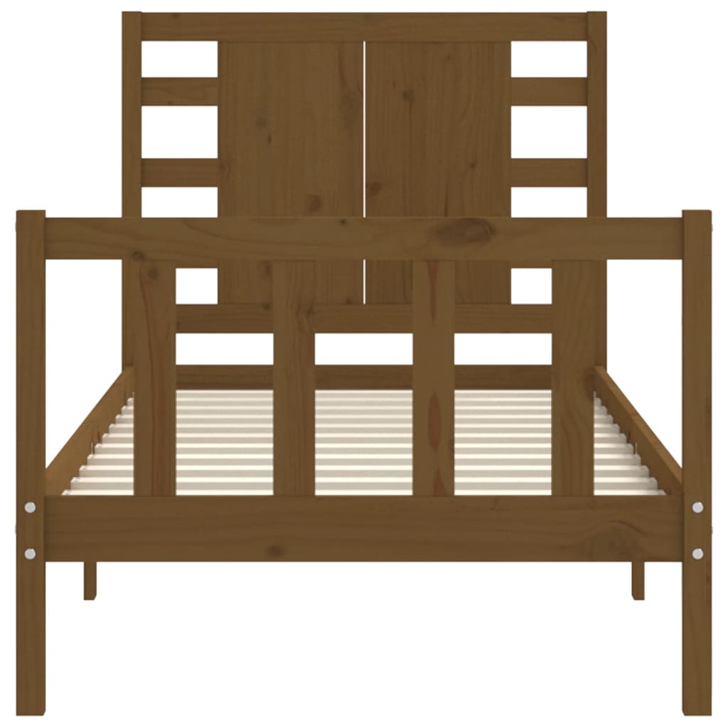 mézbarna tömör fa ágykeret fejtámlával (Single)