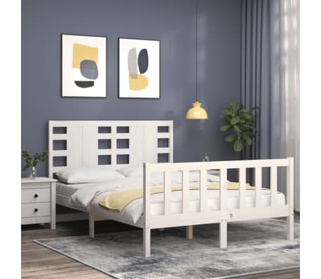 vidaXL Giroletto con Testiera Bianco Double in Legno Massello