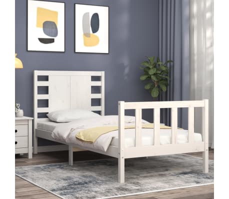 vidaXL Sengeramme uten madrass hvit 90x200 cm heltre furu